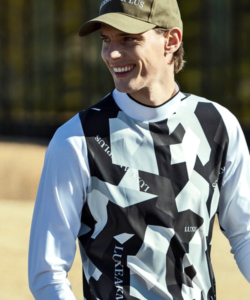 【セール】LUXEAKMPLUS(リュクスエイケイエムプラス)ゴルフ カモ柄モックネックロングTシャツ（Tシャツ/カットソー）｜LUXEAKMPLUS（リュクスエイケイエムプラス）