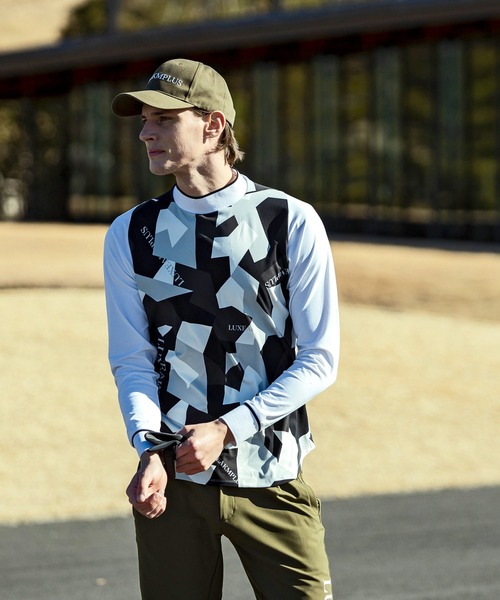 【セール】LUXEAKMPLUS(リュクスエイケイエムプラス)ゴルフ カモ柄モックネックロングTシャツ（Tシャツ/カットソー）｜LUXEAKMPLUS（リュクスエイケイエムプラス）