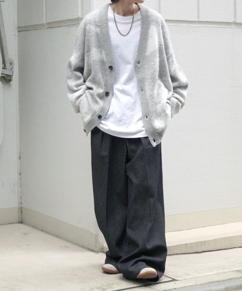 Confirm(コンファーム)の「モヘアライク ルーズシルエット グラデーション アブストラクト煙柄ジャガード シャギーニットカーディガン ユニセックス【Confirm】(カーディガン/ボレロ・メンズ・グリーン/ブラウン/ブラック/ミント/グレー・M/L)」の15枚目の写真