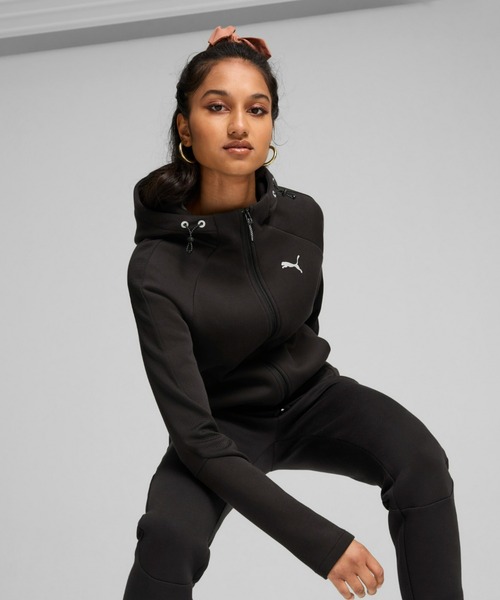 PUMA(プーマ)の「PUMA プーマ ウィメンズ エヴォストライプ フルジップ フーディー(パーカー・レディース・ライトグレー/ブラック・LARGE/SMALL/MEDIUM/X-LARGE)」の1枚目の写真