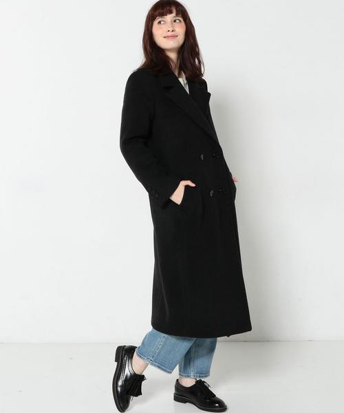 Another Edition（アナザーエディション）の「ソフトメルトンロングコート/ AEBC 　ソフトメルトン LONG CT（チェスターコート・レディース・ダークグレー・MEDIUM/SMALL）」の4枚目の写真