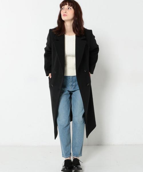 Another Edition（アナザーエディション）の「ソフトメルトンロングコート/ AEBC 　ソフトメルトン LONG CT（チェスターコート・レディース・ダークグレー・MEDIUM/SMALL）」の6枚目の写真