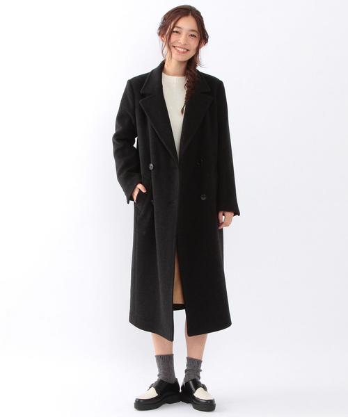 Another Edition（アナザーエディション）の「ソフトメルトンロングコート/ AEBC 　ソフトメルトン LONG CT（チェスターコート・レディース・ダークグレー・MEDIUM/SMALL）」の8枚目の写真