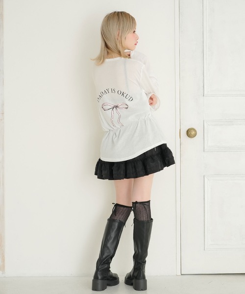 DearMyLoveRose(ディアマイラブローズ)の「リボンプリントシアーロンT(Tシャツ/カットソー・レディース・ホワイト・FREE)」の6枚目の写真