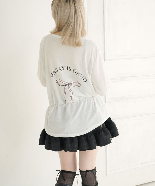 DearMyLoveRose(ディアマイラブローズ)の「リボンプリントシアーロンT(Tシャツ/カットソー・レディース・ホワイト・FREE)」の7枚目の写真