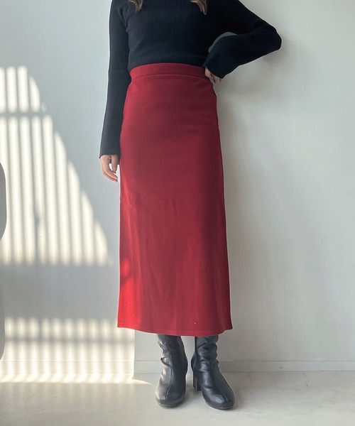 AS KNOW AS plus（アズノゥアズプラス）の「◇らくちんリブナロー起毛スカート（スカート・レディース・レッド系/アイボリー系/グレー系/ブラック系・FREE）」の4枚目の写真