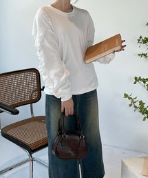 clear | 袖フリルスウェットトップス [大人 カジュアル 着回し力抜群]≪再入荷≫(スウェット)