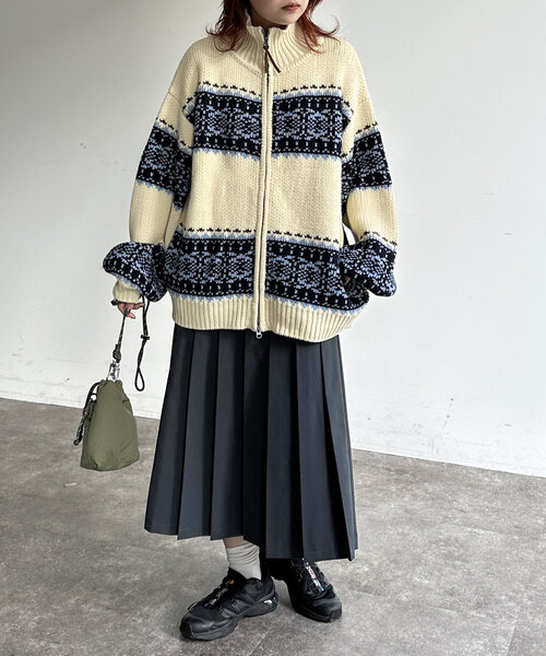 CPCM（シーピーシーエム）の「ジャガードZIPカーディガン（カーディガン/ボレロ・メンズ・アイボリー/ベージュ/ネイビー・MEDIUM/LARGE）」の7枚目の写真