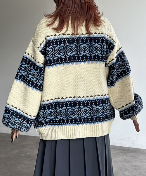 CPCM（シーピーシーエム）の「ジャガードZIPカーディガン（カーディガン/ボレロ・メンズ・アイボリー/ベージュ/ネイビー・MEDIUM/LARGE）」の10枚目の写真