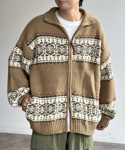 CPCM（シーピーシーエム）の「ジャガードZIPカーディガン（カーディガン/ボレロ・メンズ・アイボリー/ベージュ/ネイビー・MEDIUM/LARGE）」の11枚目の写真