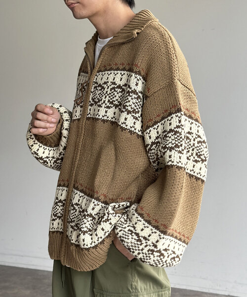 CPCM（シーピーシーエム）の「ジャガードZIPカーディガン（カーディガン/ボレロ・メンズ・アイボリー/ベージュ/ネイビー・MEDIUM/LARGE）」の12枚目の写真