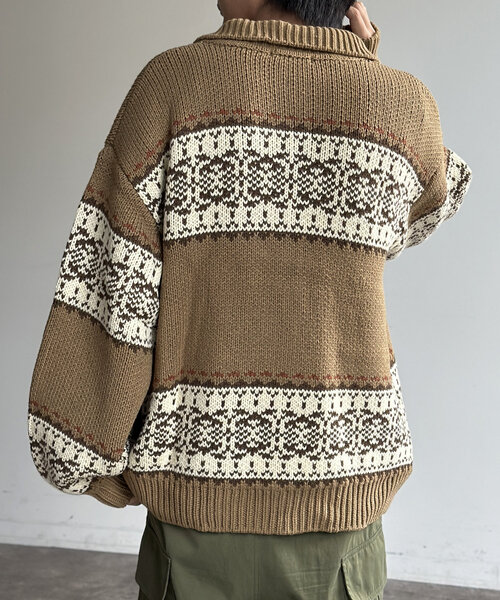 CPCM（シーピーシーエム）の「ジャガードZIPカーディガン（カーディガン/ボレロ・メンズ・アイボリー/ベージュ/ネイビー・MEDIUM/LARGE）」の13枚目の写真