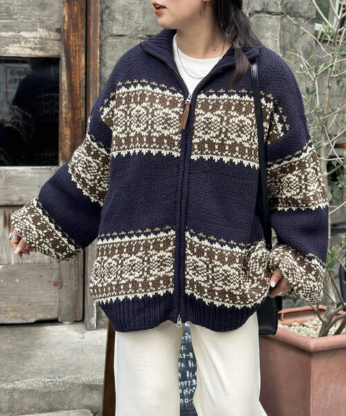 CPCM（シーピーシーエム）の「ジャガードZIPカーディガン（カーディガン/ボレロ・メンズ・アイボリー/ベージュ/ネイビー・MEDIUM/LARGE）」の19枚目の写真