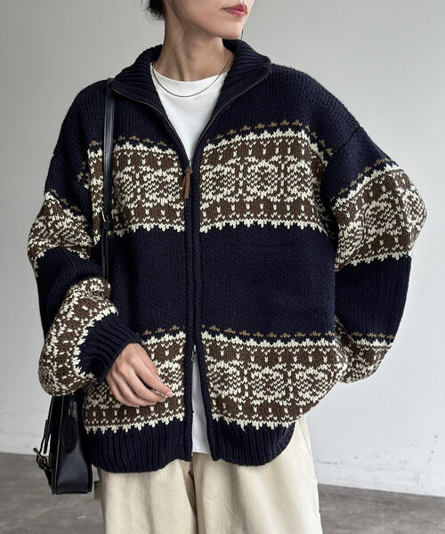 CPCM（シーピーシーエム）の「ジャガードZIPカーディガン（カーディガン/ボレロ・メンズ・アイボリー/ベージュ/ネイビー・MEDIUM/LARGE）」の20枚目の写真