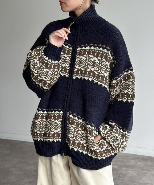 CPCM（シーピーシーエム）の「ジャガードZIPカーディガン（カーディガン/ボレロ・メンズ・アイボリー/ベージュ/ネイビー・MEDIUM/LARGE）」の21枚目の写真