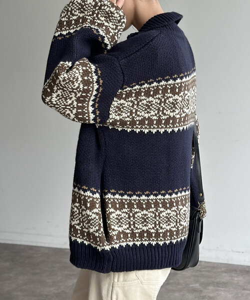 CPCM（シーピーシーエム）の「ジャガードZIPカーディガン（カーディガン/ボレロ・メンズ・アイボリー/ベージュ/ネイビー・MEDIUM/LARGE）」の22枚目の写真