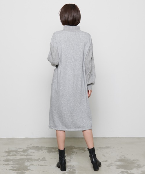 Arnold Palmer（アーノルドパーマー）の「裏フリース ニットドッキング ワンピース（ワンピース・レディース・杢グレー/ライトベージュ/ブラック・L/M/S）」の13枚目の写真