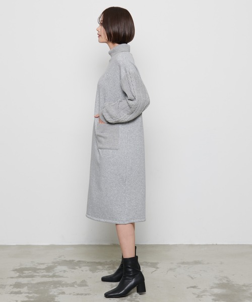 Arnold Palmer（アーノルドパーマー）の「裏フリース ニットドッキング ワンピース（ワンピース・レディース・杢グレー/ライトベージュ/ブラック・L/M/S）」の12枚目の写真