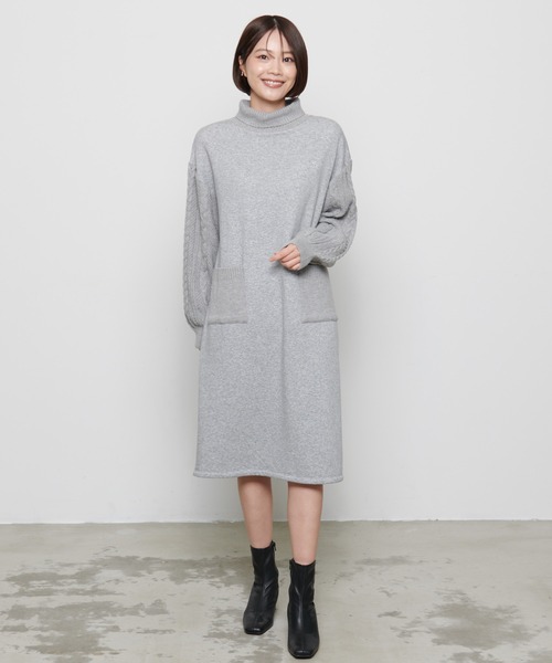 Arnold Palmer（アーノルドパーマー）の「裏フリース ニットドッキング ワンピース（ワンピース・レディース・杢グレー/ライトベージュ/ブラック・L/M/S）」の11枚目の写真