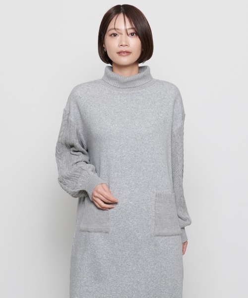 Arnold Palmer（アーノルドパーマー）の「裏フリース ニットドッキング ワンピース（ワンピース・レディース・杢グレー/ライトベージュ/ブラック・L/M/S）」の18枚目の写真