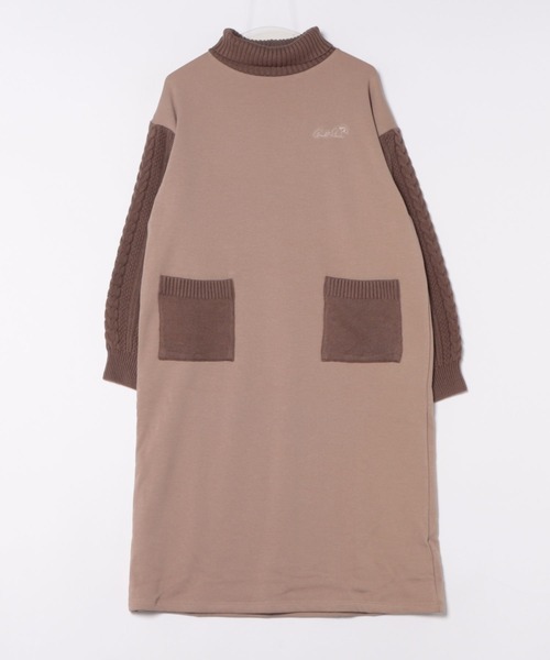 Arnold Palmer（アーノルドパーマー）の「裏フリース ニットドッキング ワンピース（ワンピース・レディース・杢グレー/ライトベージュ/ブラック・L/M/S）」の5枚目の写真