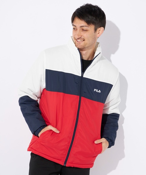 FILA（フィラ）の「【FILA/フィラ】軽量中綿ジャケット　スタンドブルゾン（ブルゾン・メンズ・ブラック/カーキ/トリコロール/ネイビー・LARGE/X-LARGE/MEDIUM）」の7枚目の写真