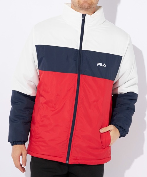 FILA（フィラ）の「【FILA/フィラ】軽量中綿ジャケット　スタンドブルゾン（ブルゾン・メンズ・ブラック/カーキ/トリコロール/ネイビー・LARGE/X-LARGE/MEDIUM）」の8枚目の写真