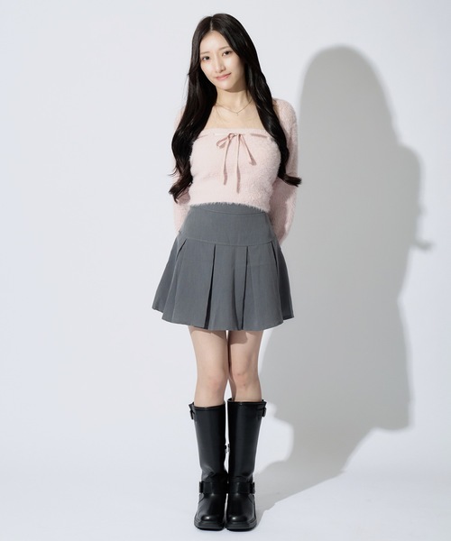 JilLA（ジルア）の「Ribbon Knit Camisole Set / ショート丈リボンニット&ニットキャミソール 2点セット アンサンブル（ニット/セーター・レディース・ピンク/グレー/ブラック・FREE）」の21枚目の写真