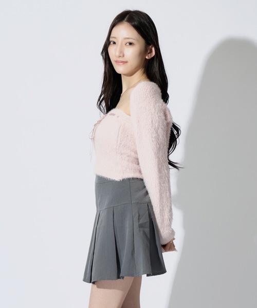 JilLA（ジルア）の「Ribbon Knit Camisole Set / ショート丈リボンニット&ニットキャミソール 2点セット アンサンブル（ニット/セーター・レディース・ピンク/グレー/ブラック・FREE）」の17枚目の写真