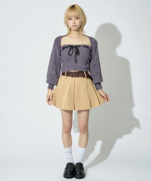 JilLA（ジルア）の「Ribbon Knit Camisole Set / ショート丈リボンニット&ニットキャミソール 2点セット アンサンブル（ニット/セーター・レディース・ピンク/グレー/ブラック・FREE）」の10枚目の写真