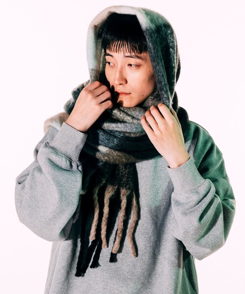 FREAK'S STORE（フリークスストア）の「チェック ボリューム マフラー（マフラー・メンズ・ブラック/イエロー/オレンジ・ﾌﾘ-）」の11枚目の写真