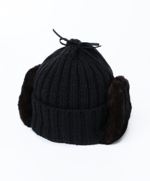 14+ | イヤーカバー ファー ボア ワッチ / 耳当て付きニット帽(ニットキャップ/ビーニー)