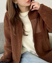 ゆったりシルエットポケット付ボアショートジャケット