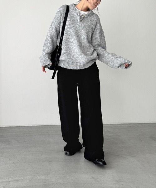 CANAL JEAN（キャナルジーン）の「El mar　裏起毛ワイドレッグスウェットパンツ（スウェットパンツ・レディース・グレー/ブラック/ネイビー/アイボリー・ONE SIZE）」の10枚目の写真