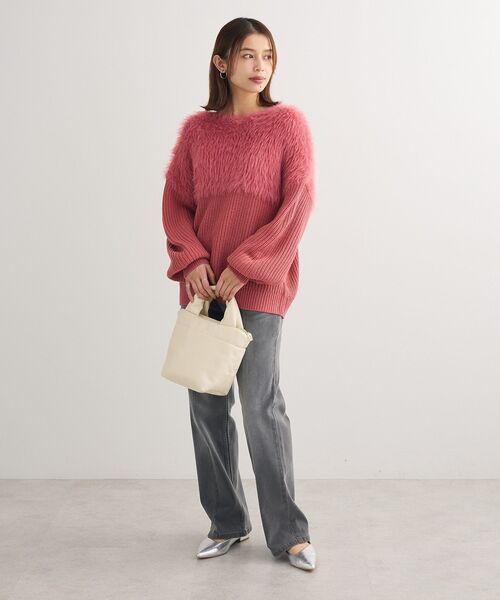 Petit fleur（プチフルール）の「・Petit Fleur シャギーキリカエニット（ニット/セーター・レディース・オフホワイト/チャコールグレー/ピンク/サックスブルー/グレイッシュベージュ/アイボリー・FREE）」の12枚目の写真