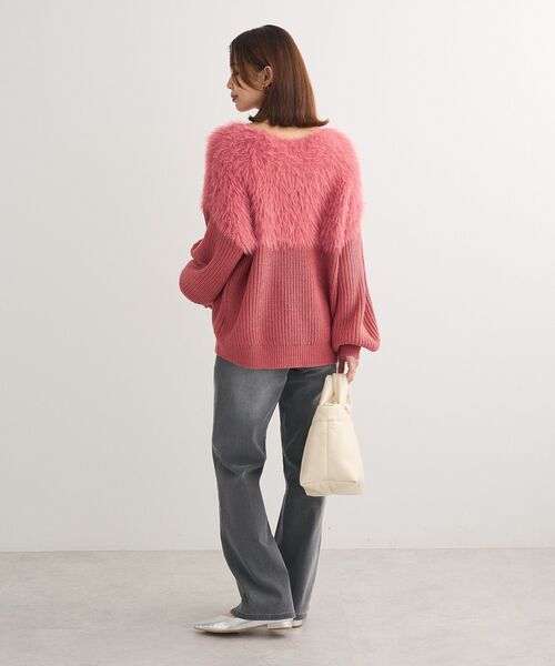 Petit fleur（プチフルール）の「・Petit Fleur シャギーキリカエニット（ニット/セーター・レディース・オフホワイト/チャコールグレー/ピンク/サックスブルー/グレイッシュベージュ/アイボリー・FREE）」の13枚目の写真