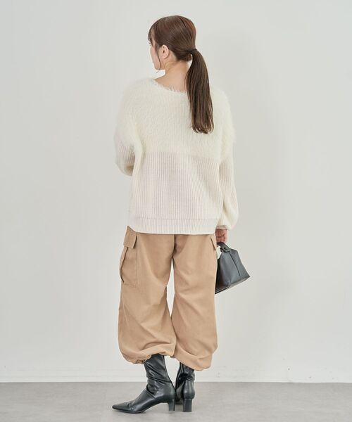 Petit fleur（プチフルール）の「・Petit Fleur シャギーキリカエニット（ニット/セーター・レディース・オフホワイト/チャコールグレー/ピンク/サックスブルー/グレイッシュベージュ/アイボリー・FREE）」の21枚目の写真