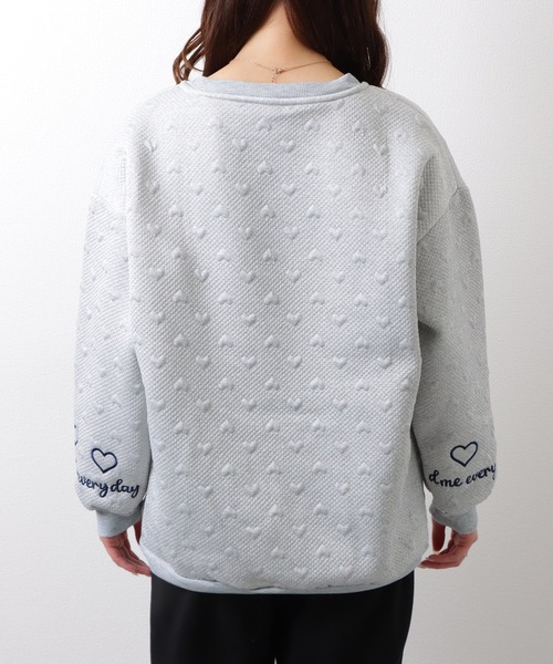 Lace Ladies(レースレディース)の「配色 ぽこぽこ ハート柄 長袖 プルオーバー(スウェット・レディース・アイボリー/ブラック/グレー・M/XL)」の10枚目の写真