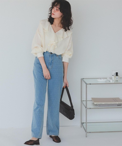 titivate（ティティベイト）の「フリルカラーオーバーブラウス（シャツ/ブラウス・レディース・ブラック/アイボリー/ライトベージュ/ブルー・M/S/L）」の21枚目の写真