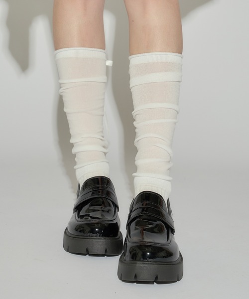 ROOPTOKYO（ループトウキョウ）の「シースルーリボンハイソックス（ソックス/靴下・レディース・ホワイト/ブラック・FREE）」の4枚目の写真