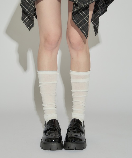 ROOPTOKYO（ループトウキョウ）の「シースルーリボンハイソックス（ソックス/靴下・レディース・ホワイト/ブラック・FREE）」の5枚目の写真