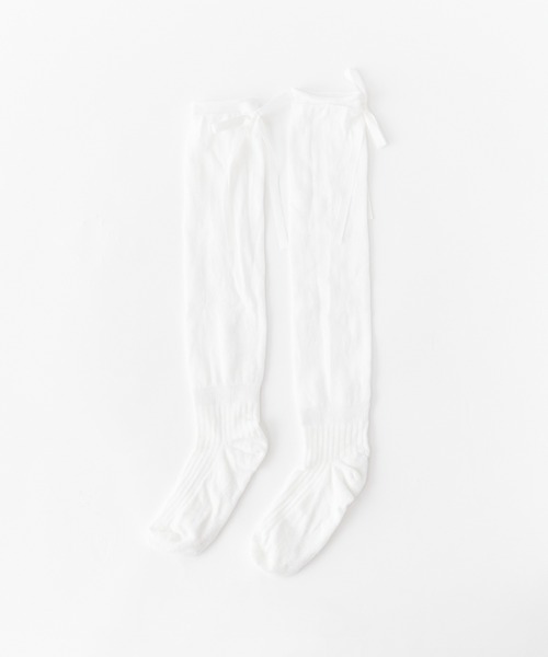 ROOPTOKYO（ループトウキョウ）の「シースルーリボンハイソックス（ソックス/靴下・レディース・ホワイト/ブラック・FREE）」の3枚目の写真