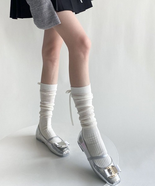ROOPTOKYO（ループトウキョウ）の「シースルーリボンハイソックス（ソックス/靴下・レディース・ホワイト/ブラック・FREE）」の14枚目の写真