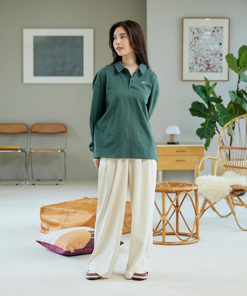 ナイキ（NIKE）（レディース）エッセンシャル オーバーサイズ 長袖ポロシャツ FZ5814-218 ナイキ（NIKE）（レディース）エッセンシャル オーバーサイズ
