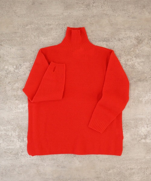 AMBIDEX（アンビデックス）の「片畦 ハイネックプルオーバー（ニット/セーター・レディース・ピンク/アイボリー/ネイビー/グリーン/レッド・FREE）」の5枚目の写真