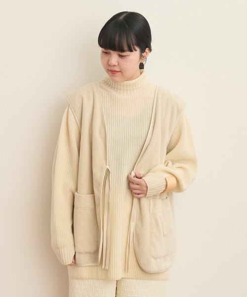 AMBIDEX（アンビデックス）の「片畦 ハイネックプルオーバー（ニット/セーター・レディース・ピンク/アイボリー/ネイビー/グリーン/レッド・FREE）」の19枚目の写真