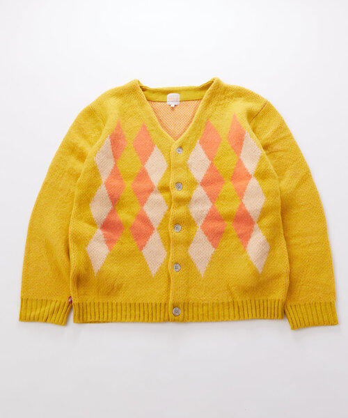 WHO'S WHO gallery（フーズフーギャラリー）の「【UNISEX/ユニセックス】アーガイルモヘアライクカーディガン（カーディガン/ボレロ・レディース・グリーン/キャメル/ブラック・MEDIUM/LARGE）」の3枚目の写真