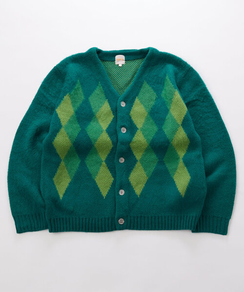 WHO'S WHO gallery（フーズフーギャラリー）の「【UNISEX/ユニセックス】アーガイルモヘアライクカーディガン（カーディガン/ボレロ・レディース・グリーン/キャメル/ブラック・MEDIUM/LARGE）」の10枚目の写真