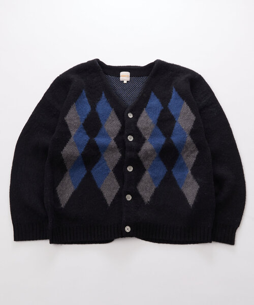 WHO'S WHO gallery（フーズフーギャラリー）の「【UNISEX/ユニセックス】アーガイルモヘアライクカーディガン（カーディガン/ボレロ・レディース・グリーン/キャメル/ブラック・MEDIUM/LARGE）」の12枚目の写真