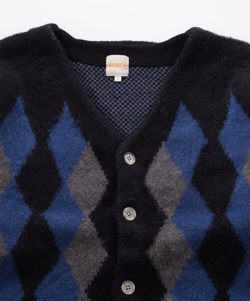 WHO'S WHO gallery（フーズフーギャラリー）の「【UNISEX/ユニセックス】アーガイルモヘアライクカーディガン（カーディガン/ボレロ・レディース・グリーン/キャメル/ブラック・MEDIUM/LARGE）」の13枚目の写真